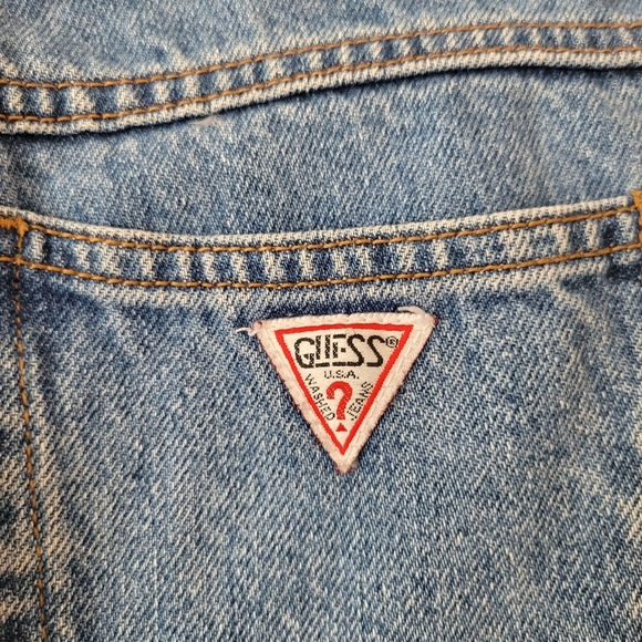 Vintage 80s Guess High Rise Mom Jeans Cotton Denim Triangle Logo Size 26 - Picture 6 of 7